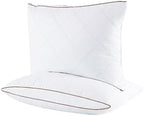 UNIKOME Natural Goose Feathers and Down Pillow - Standard Size Set of 2, Medium Firm Pillow with 100% Cotton Cover,Gussted & Quilting Design Hotel Collection Bed Pillows for Back,Stomach,Side Sleeping
