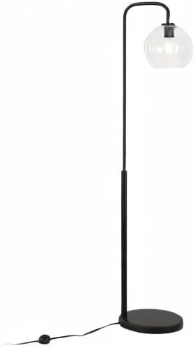 Harrison Arc Floor Lamp with Glass Shade in Blackened Bronze/Clear