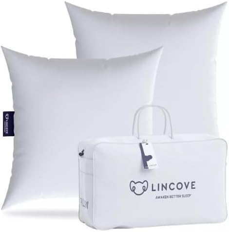 Lincove Euro Throw Pillow Insert Square 16"x16" Pillow – Made in Canada, 100% Cotton Shell, Down Alternative Filling, Vegan-Friendly, Hypoallergenic - Decorative Couch Pillows, 2 Pack