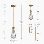 Modern Pendant Lighting for Kitchen Island, Handblown Teardrop Glass Kitchen Light Fixtures Luxury Brass Pendant Lights Hanging Lamps for Bedroom Dining Table, Hallway