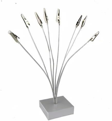 8-Branch Family Tree Picture Frame Holder, Card Photo Clips Holder Desk Stand for Memo Paper Note Photo Christmas Wedding Card Display (Silver Alligator Clip)