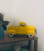 Metal Truck Decor,Farmhouse Truck Decor,Decorative Tabletop Storage & Pick-up Metal Truck Planter,12.5" x 5.75" x 6.25" inches (Yellow)