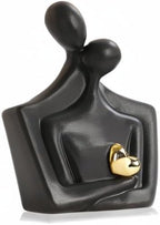 Porcelain Romantic Couple Figurines Statue Black Aesthetic Decorations Hugging Couple Sculptures - Modern Ceramic Sculpture Home Accents for Living Room Bedroom Coffee Table, Desktop, Bookshelf