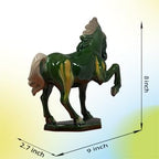 Ceramic Horse Sculpture -8 inch Hand Made Tang Tri-Color Cultural Art Piece,Museum Collection Inspired Home and Office Decor (Green)