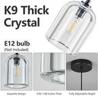 Modern Black Pendant Lights Kitchen Island Ceiling Chandelier Indoor Crystal Hanging Light Fixtures for Dining Room Kitchen Living Room Bedroom（1Pack）