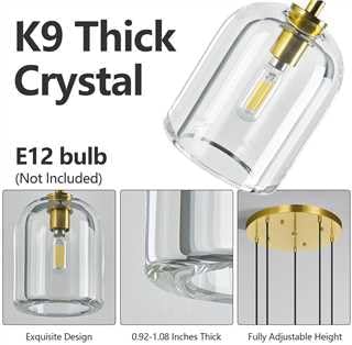 Modern Gold Pendant Lights Kitchen Island Ceiling Chandelier Indoor Crystal Hanging Light Fixtures for Dining Room Kitchen Living Room Bedroom（5Light）