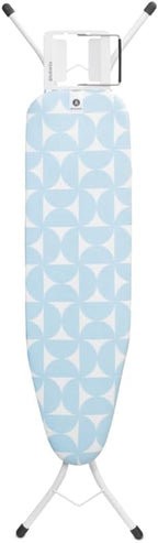 Brabantia Size A Compact Small Ironing Board (43x12 in) 7 Height Options, Adjustable Steam Iron Rest Holder (Fresh Breeze) Non-Slip Feet, Anti-Collapse Child Locks