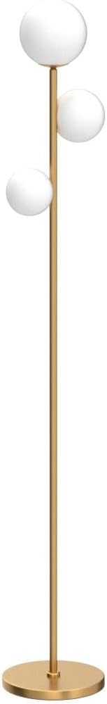 Fiqevs 3 Globe Mid Century Modern Floor Lamp for Living Room, Gold Standing Lamp with Frosted Glass Shade and 3x2700K Warm LED Bulbs, Vintage Retro Tall Lamps for Bedrooms, Office - Antique Brass