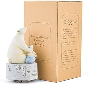I Love You to The Moon and Back, Polar Bear Music Box, Musical Figurine Keepsake, Heartfelt Gift for Family and Loved Ones, Home Décor Collectible, Plays Twinkle, Twinkle, Little Star Melody
