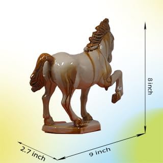 Ceramic Horse Sculpture -8 inch Hand Made -Tang Tri-Color Cultural Art Piece,Museum Collection Inspired Home and Office Decor (Ivory)