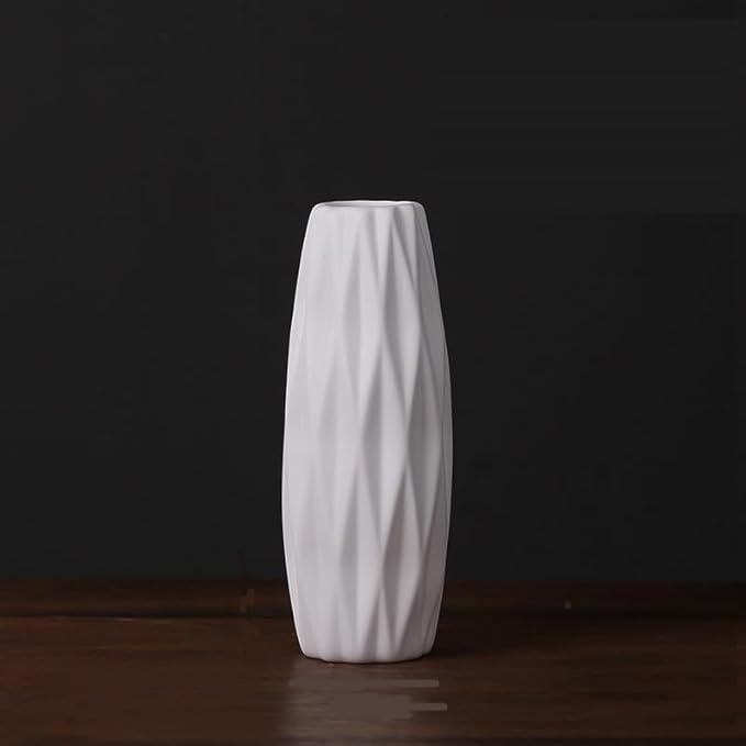 White Ceramic Vases, Table Decor for Living Home,Room,Dining Table, Office Decor.Hydroponic Flowers,Farmhouse Vase for Home Decor,Small Flower Vases,Vase Home Decor, Small Vase of Pampas Decor