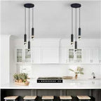 Modern Dimmable Led Pendant Lights Kitchen Island, Ideal for Living Room, Bedroom,Sink 18w LED Crystal Energy-Saving Hanging Lamp for Cozy Lighting (Black 3 Light)