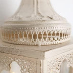 NEEDOMO Lanterns Decorative Outdoor & Indoor, Set of 2 Outdoor Lanterns for Porch,Large Candle Lantern, Beige Metal Frame with Glass for Fall, Christmas