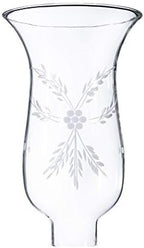 B&P Lamp® Medium 8 1/4" Tall Cut Flower Design Glass Lamp Hurricane Shade with 1 5/8" Fitter Base