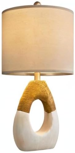 OYEARS 19” Boho Table Lamps Bedroom Living Room,Suitable for Small Space,Farmhouse Rattan Lamp Rustic Egg Design Resin Nightstand Bedside Lamps for Bedroom Living Room Office Study Rest Decor