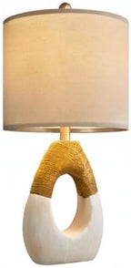 OYEARS 19” Boho Table Lamps Bedroom Living Room,Suitable for Small Space,Farmhouse Rattan Lamp Rustic Egg Design Resin Nightstand Bedside Lamps for Bedroom Living Room Office Study Rest Decor