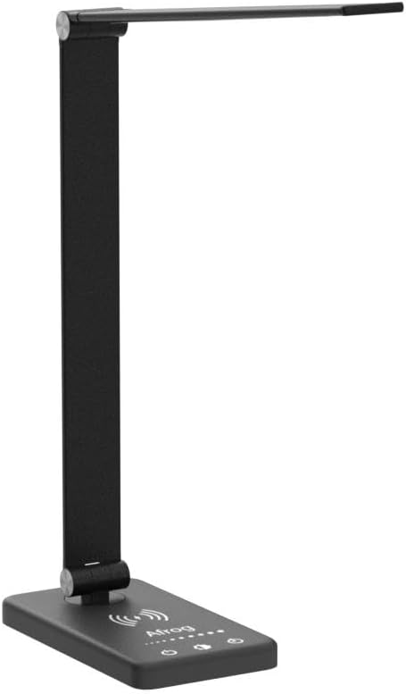 AFROG 8-in-1 4th Gen Multifunctional LED Desk Lamp with 10W Fast Wireless Charger,USB Charging Port,1200Lux Super Bright,5 Lighting Mode,7 Brightness，40 Min Timer,Night Light Function,5000K