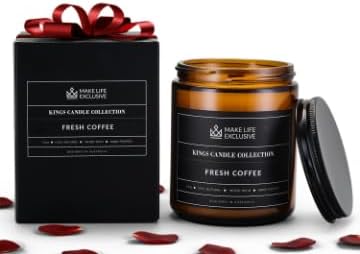 Scented Candles for Men | Fresh Coffee, Smells of Espresso | Wooden Wick, Long Lasting, Masculine Scents | Natural Soy Jar Candle for Home, Bachelor Pad Decor | The Perfect Mens Gift