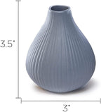 Chive ‘Frost’ Ceramic Flower Vase — Set of 6 Beautiful Small Bud Vases for Flowers & House Plants — Perfect Shelf Centerpieces and Living Room Decor — Blue Gray