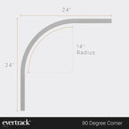 Curtain Track - Corner Section for Ceiling Curtain Track - USA Made - 90 Degree Bend, Anodized Silver