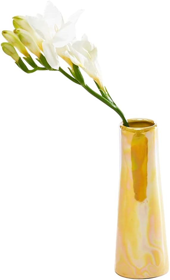 Chive - Set of 6 Galaxy, Small Cylinder Ceramic Bud Flower Vase, Unique Single Flower Decorative Floral Vase for Home Decor, Bulk (Yellow)