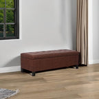 Joveco 51 Inch Storage Ottoman Bench,Tufted Leather Storage Bench for Bedroom (51”,Brown)
