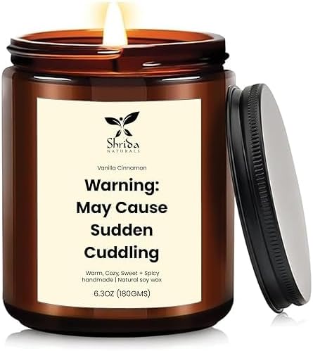 Vanilla Cinnamon Soy Jar Candle – 6.3oz Handmade Scented Candle for Stress Relief – Non-Toxic, Long-Lasting & Odor Eliminating – Aromatherapy Gift for Home, Spa, Birthday, Couple