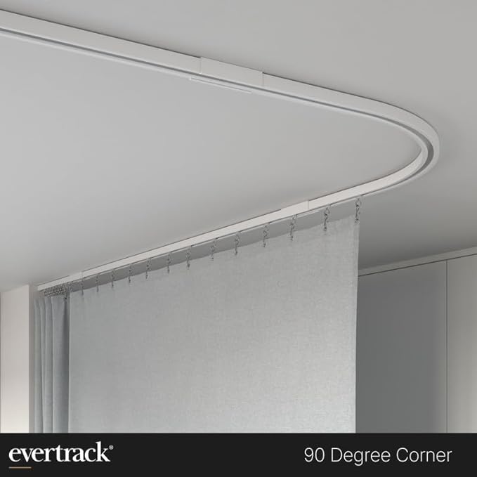 Curtain Track - Corner Section for Ceiling Curtain Track - USA Made - 90 Degree Bend, Pure White