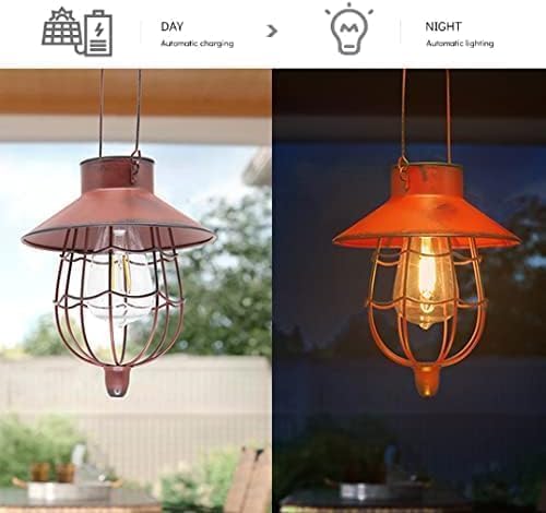 YAKii 6 Pack Solar Lantern Hanging Waterproof Outdoor Metal Solar Lamp with Warm White Light Decorate for Yard Garden Pathway Patio Porch (Red)