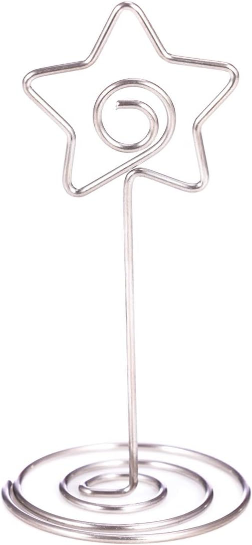 20PCS 3.35 Inch Table Number Stands - Place Card Holders for Wedding Centerpieces, Birthday Party, Photo Picture Frame Display (Star Shaped-Silver)