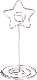 12pcs Table Number Holders Metal, 3.35 inch Place Card Stands for Wedding Centerpieces, Birthday Party - Table Card & Photo Picture Holders (Silver-Star Shaped)