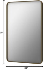 Bronze Bathroom Mirror 20x30 Inch, Brushed Bronze Metal Frame Mirror for Wall, Rounded Rectangle Bathroom Vanity Mirror with Tempered Glass, Anti-Rust, Horizontal/Vertical