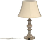 PARTPHONER Touch Control Table Lamp Set of 2, 3-Way Dimmable Bedside Nightstand Lamp with 2 USB Charging Ports, Rustic Farmhouse Desk Lamp with Faux Silk Shade for Living Room, Bedroom - Washed White