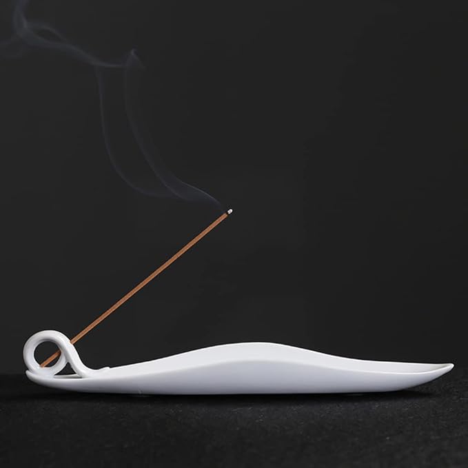 9" Length Incense Stick Holder with 3 Holes, White Porcelain Incense Tray Ash Cather for Spa, Meditation Room, Yoga, Home, Office (White)