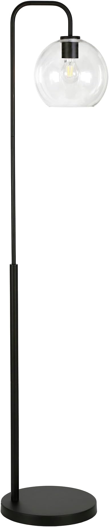 Harrison Arc Floor Lamp with Glass Shade in Blackened Bronze/Clear