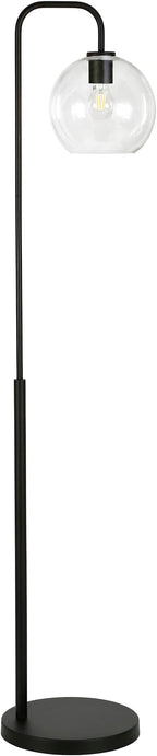 Harrison Arc Floor Lamp with Glass Shade in Blackened Bronze/Clear