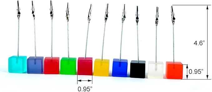 10 pcs Cube Base Picture Holders with Clip, Cute Polaroid Desktop Photo Paper Clip Stand for Paper Name Place Card Postcard Memo Menu Note Picture Christmas Wedding Number Card Display