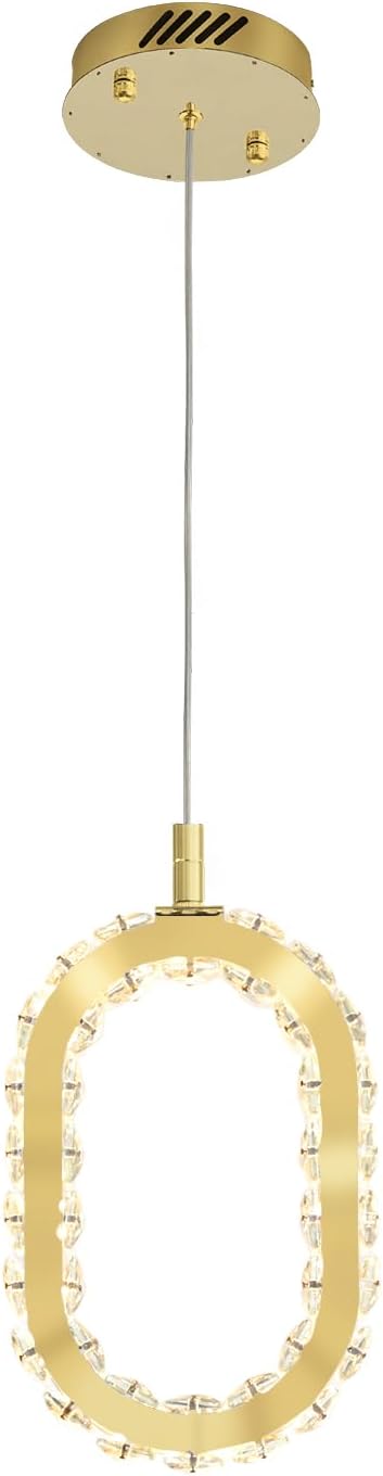 Gold 1 Ring Pendant Lights Kitchen Island Single Head Crystal Chandeliers Foyer Entrance Modern LED Dimmable Chandeliers