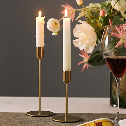 New Modern Metal Gold Candlestick Holders Wedding Decoration Skinny Tapered Candlestick Holder Home Decor Bar Party Candle Holders (S+L)