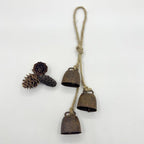 2pc Rustic Charm Bell - Handmade Hemp Rope Wind Chimes Hanging Decoration, Distressed Finish Cow Bell with Jute Hanging Rope, Perfect for Front Door, Outdoor, Window, and Home Decor,
