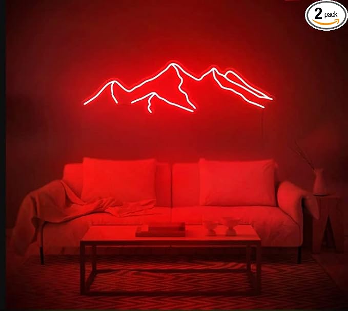 LED Decorative Lights USB Mountains Sunrise Sunset Led Neon Signs Home Decoration Wall Art Holiday Gift Brightness Adjustable 16.5''x9.5''