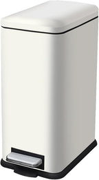 Bathroom Trash Can with Lid, 16.7L/ 4.4 Gallon Trash Can with Removable Inner Bucket, Soft Close lid, Stainless Steel Step Pedal Garbage Can for Bathroom, Kitchen, Home Office, White
