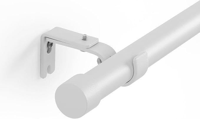 White Curtain Rods 2 Pack Set Adjustable 16-48 Inch Heavy Duty Telescoping 1 Inch Diameter Metal Window Rod with Extendable Mounting Brackets Matte White Finish Home Decor Easy Install