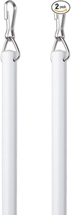 Curtain Wand - Aluminum Curtain and Drapery Pull Rod with Stainless Steel Hardware for Curtains, Draperies, and Room Divider Curtains - 24 Inches, White - Pack of 2