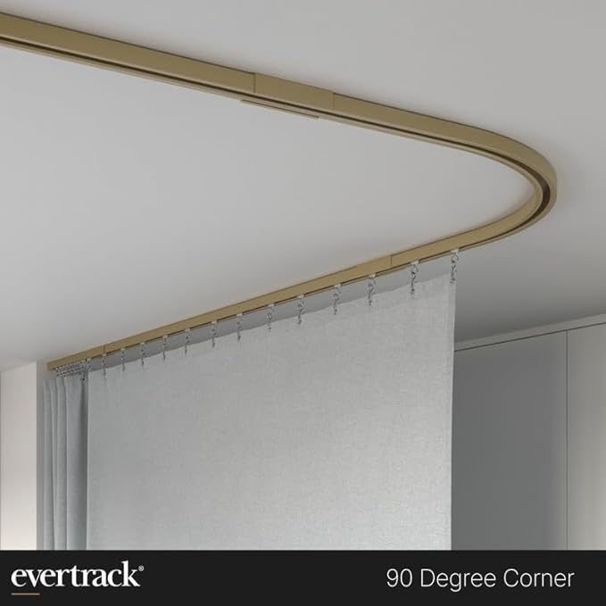 Curtain Track - Corner Section for Ceiling Curtain Track - USA Made - 90 Degree Bend, Satin Brass