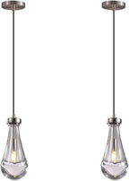 Raindrop Pendant Lights Set of Two, Nickel Pendant Lights Kitchen Island, Indoor Pendant Lighting, Pendant Light Fixtures, Pendant Light for Kitchen Island Bedroom Bathroom