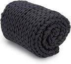 Nuzzie Chunky Knit Blanket - Breathable, Cooling, Hand Made Knit Throw Blanket for Sleep - Machine Washable, Stylish Decor Design (Charcoal, Full | 16lbs | 48"x72")