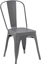 Amazon Basics Metal Dining Chairs, 4 Count, Dark Grey, 20.1 x 17.1 x 33.5 inches