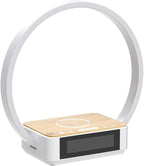 WILIT Bedside Lamp with Alarm Clock,Touch Lamp with Wireless Charger,Nightlight for Bedroom,Sunrise Wake-up Light,3-Grade Dimmable,Birthday Gifts for Her,Women,Men,Mom,Daughter,Girlfriend(Wood Grain)