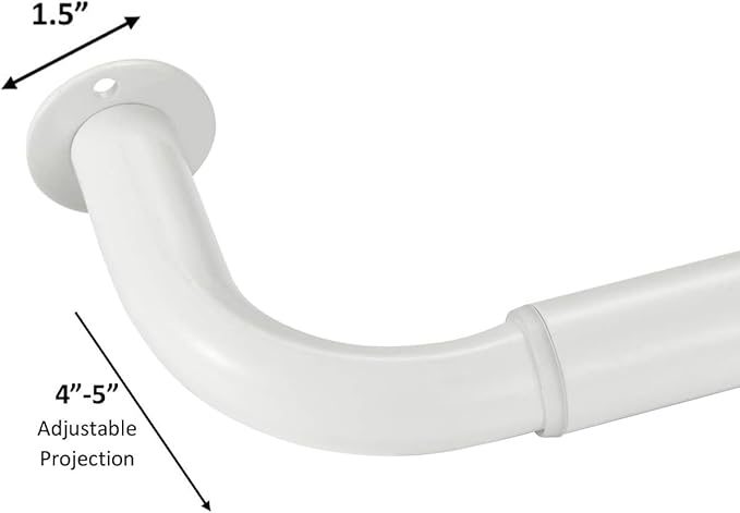 Room Darkening Curtain Rod, Wrap Around Design, Extra-Thick 1-Inch Diameter Single Drapery Rod, Extendable Metal Rod Set for the Blackout Curtains and Sheer (White, 84-120")